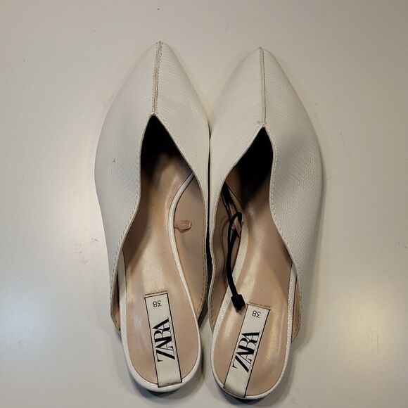 BRAND NEW EMBOSSED LEATHER FLAT LOAFER MULES POINTED TOE SHOE - Picture 7 of 15